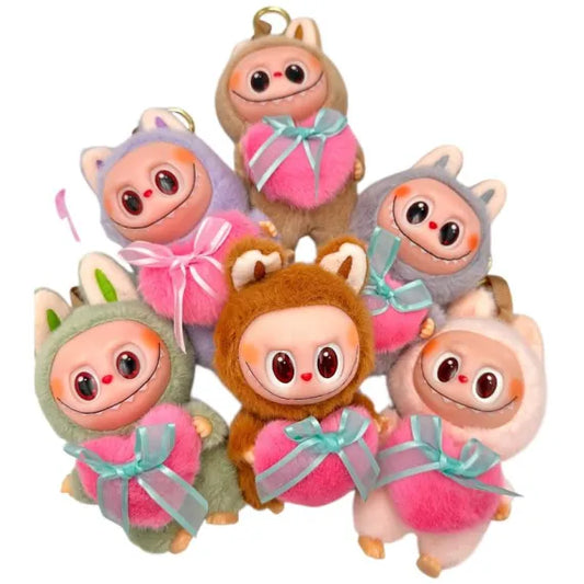 Labubu de Plus 17-18cm cu Urechi de Iepuras si Fundita Roz